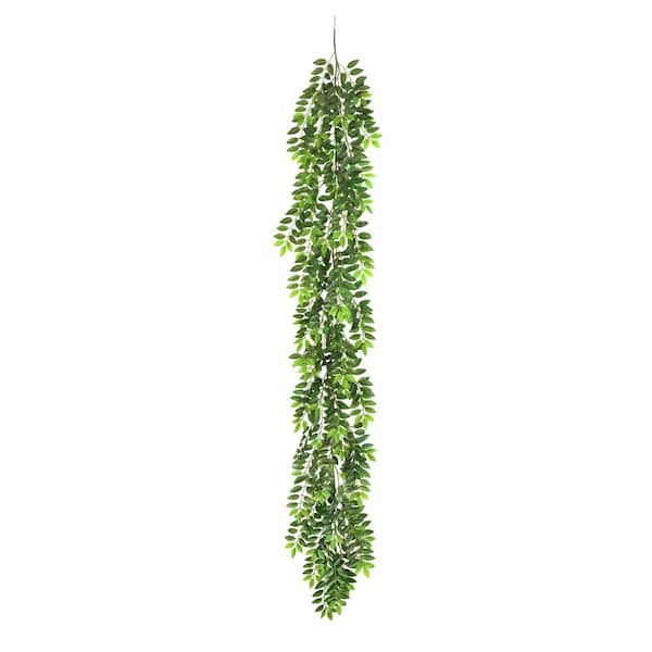 LIVING LUXURY 6 .5 ft. Real Touch Artificial Wisteria Leaf Vine Hanging ...