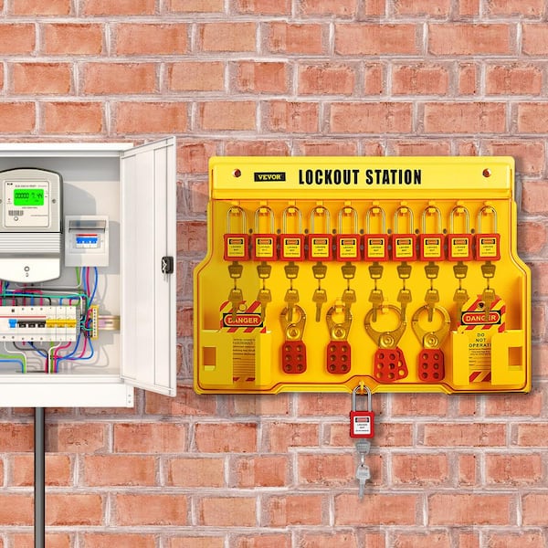 Lockout Tagout Station 58 Pcs Electrical Safety Lock Set Lockout Tagout Kits for Industrial, Electric Power, Machinery