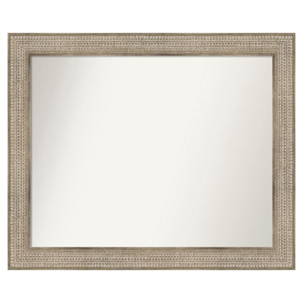 Amanti Art Trellis Silver 40 in. x 33 in. Custom Non-Beveled Wood Framed Bathroom Vanity Wall Mirror