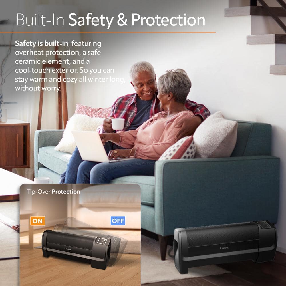 Lasko Black Ceramic Low Profile Electric Space Heater