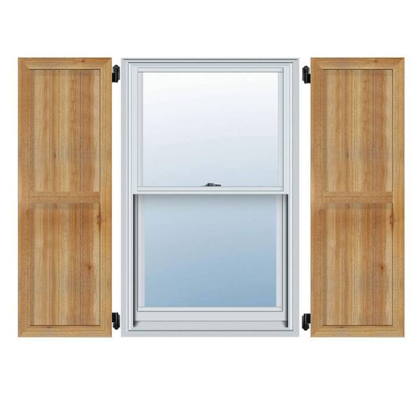 Ekena Millwork 10-3/4 in. X 26 in.Timbercraft Rustic Wood Two 5-3/8 in.Framed Board and Batten Shutters Rough Sawn Cedar (Per Pair)