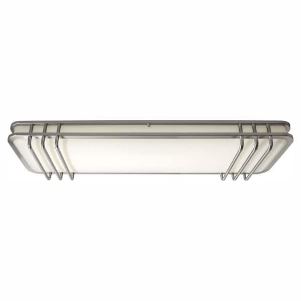 Hampton Bay 40 in. Linear 1-Light Brushed Nickel Dimmable LED Flush Mount