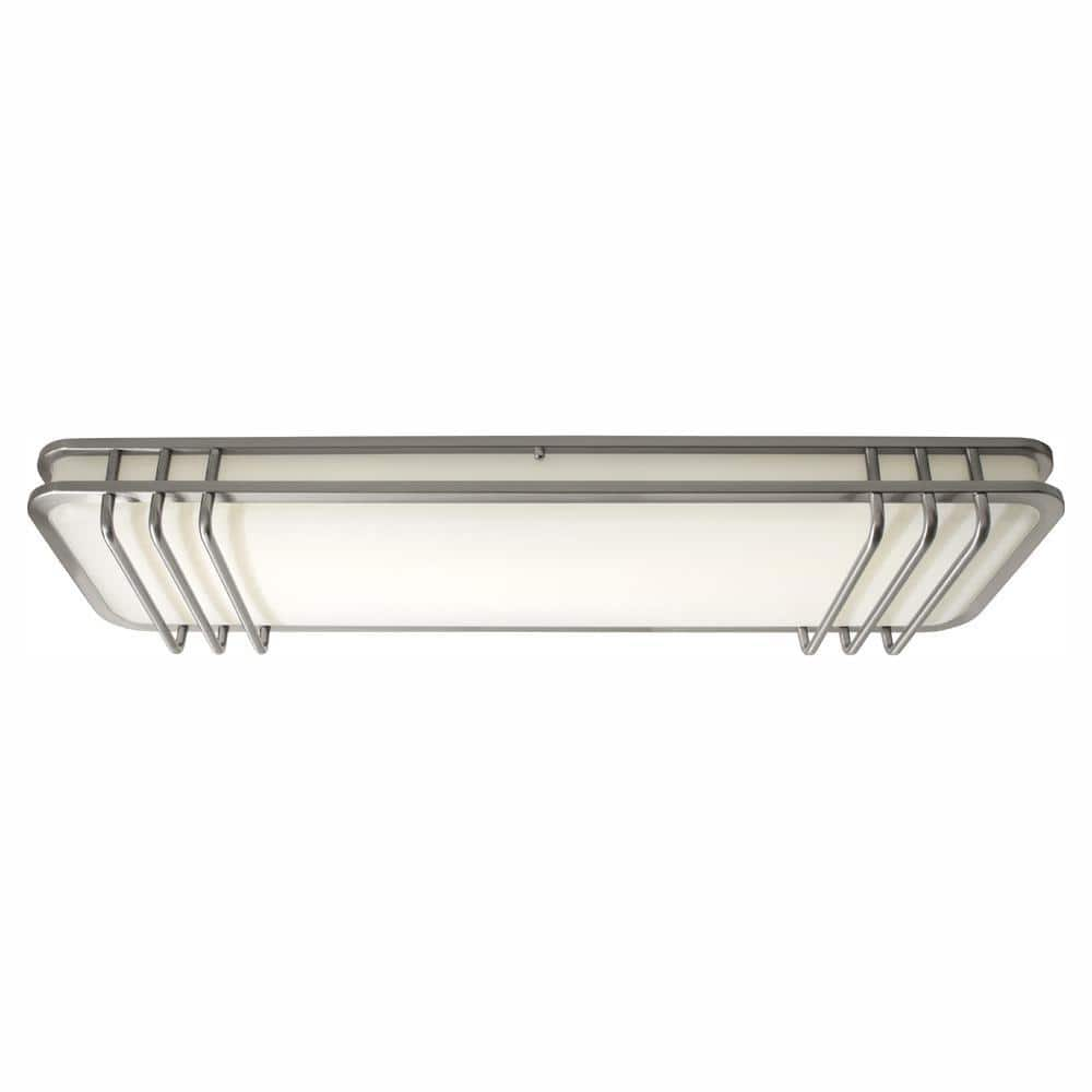 Hampton Bay 40 In Linear 1 Light Brushed Nickel Dimmable Led Flush Mount Hb1514l4 35 The Home