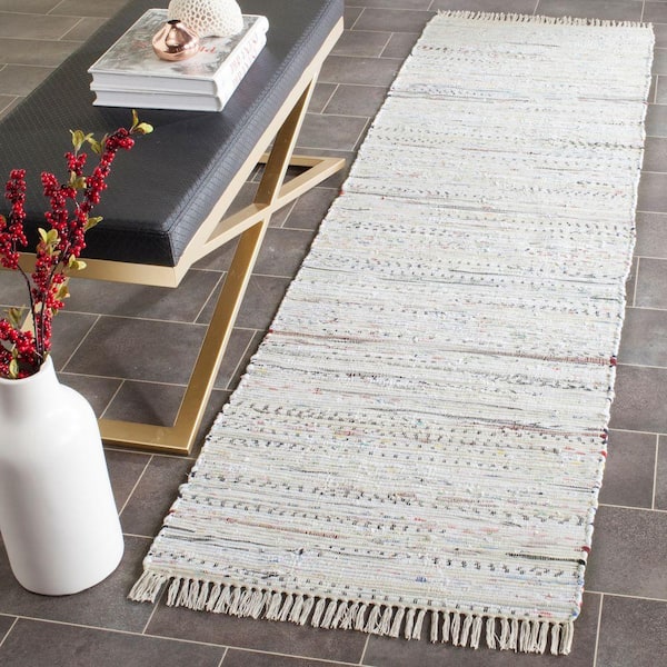 Rag Rug Ivory/Multi 2 ft. x 12 ft. Striped Runner Rug