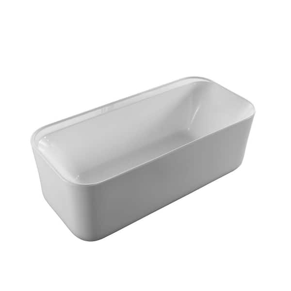 67 in. x 31.5 in. Acrylic Soaking Freestanding Bathtub in Glossy White