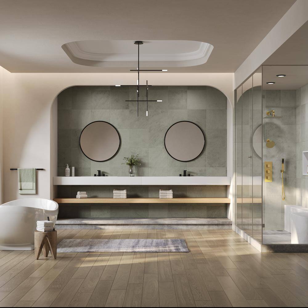 Brushed Gold Dual Shower System with Handheld and Rain Heads
