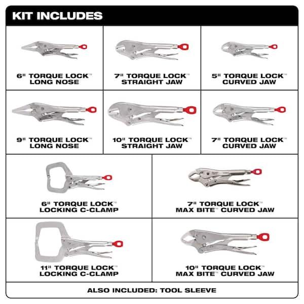Torque Lock Locking Pliers Kit with PACKOUT Tool Box Customizable Foam Insert (11-Piece)