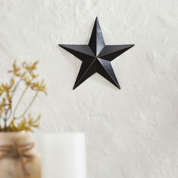 1-Piece 8 in. x 8 in. Black Distressed Metal Star Wall Decor