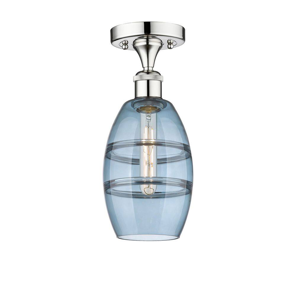 Vaz 5.88 in. 1-Light Polished Chrome Industrial Semi-Flush Mount with Frosted Glass Shade price history on PriceWatchPro
