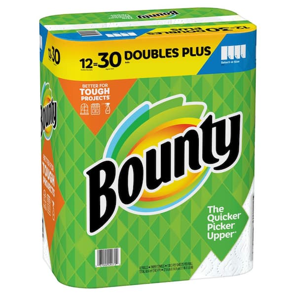 BOUNTY SELECT-A-SIZE White Paper Towels 12 Double Rolls = 24 Regular Rolls  SALE 37000762096