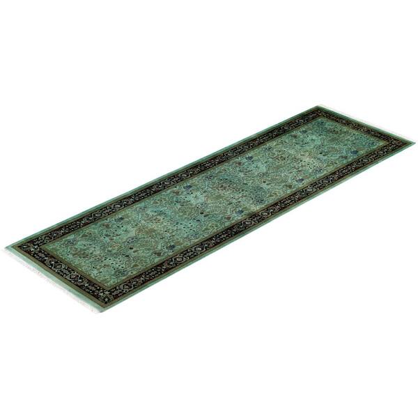 Overdyed Green 2 ft. 6 in. x 8 ft. 1 in. Wool Indoor Area Rug