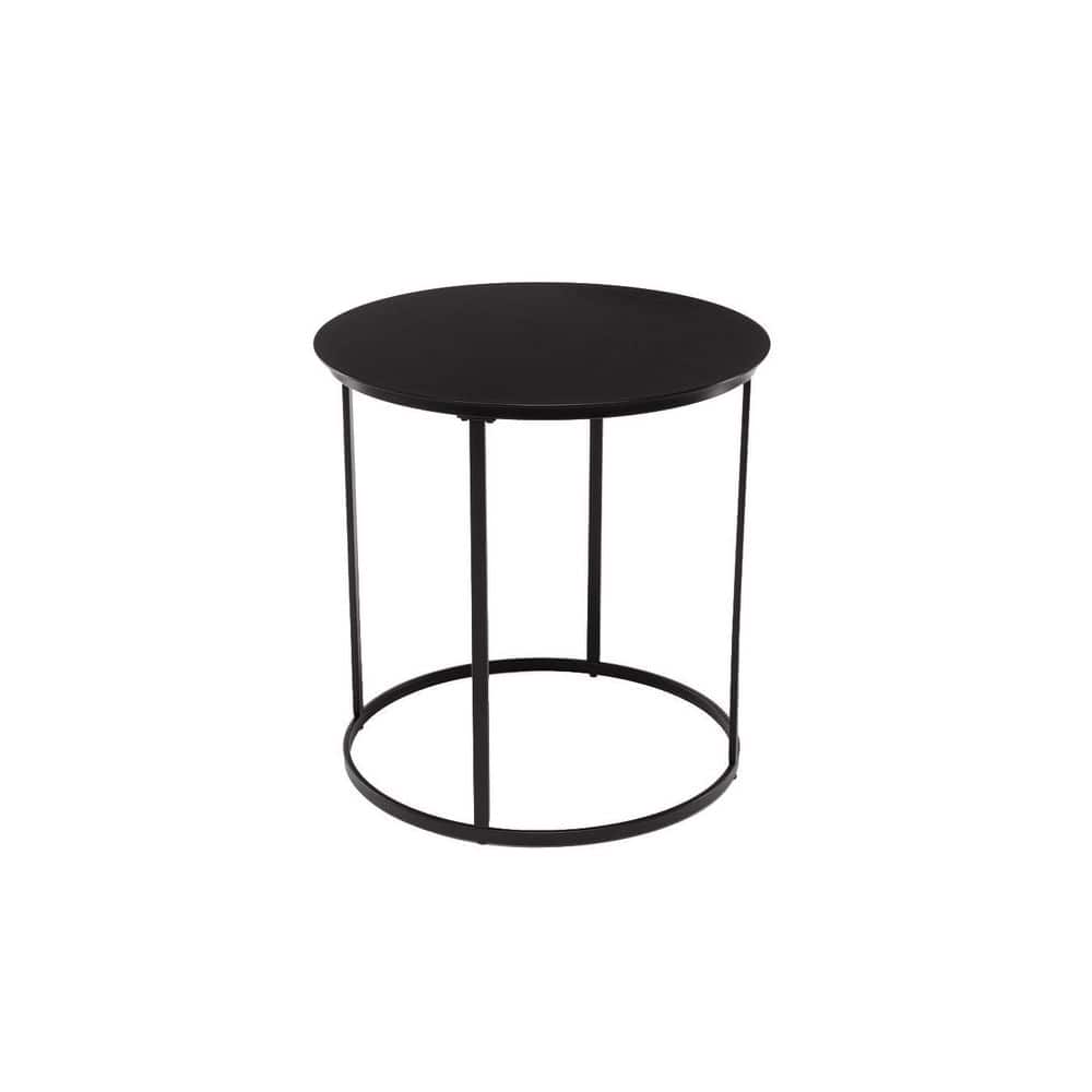 Landon 24" Round Dark Brown Iron & Wood Modern End Table