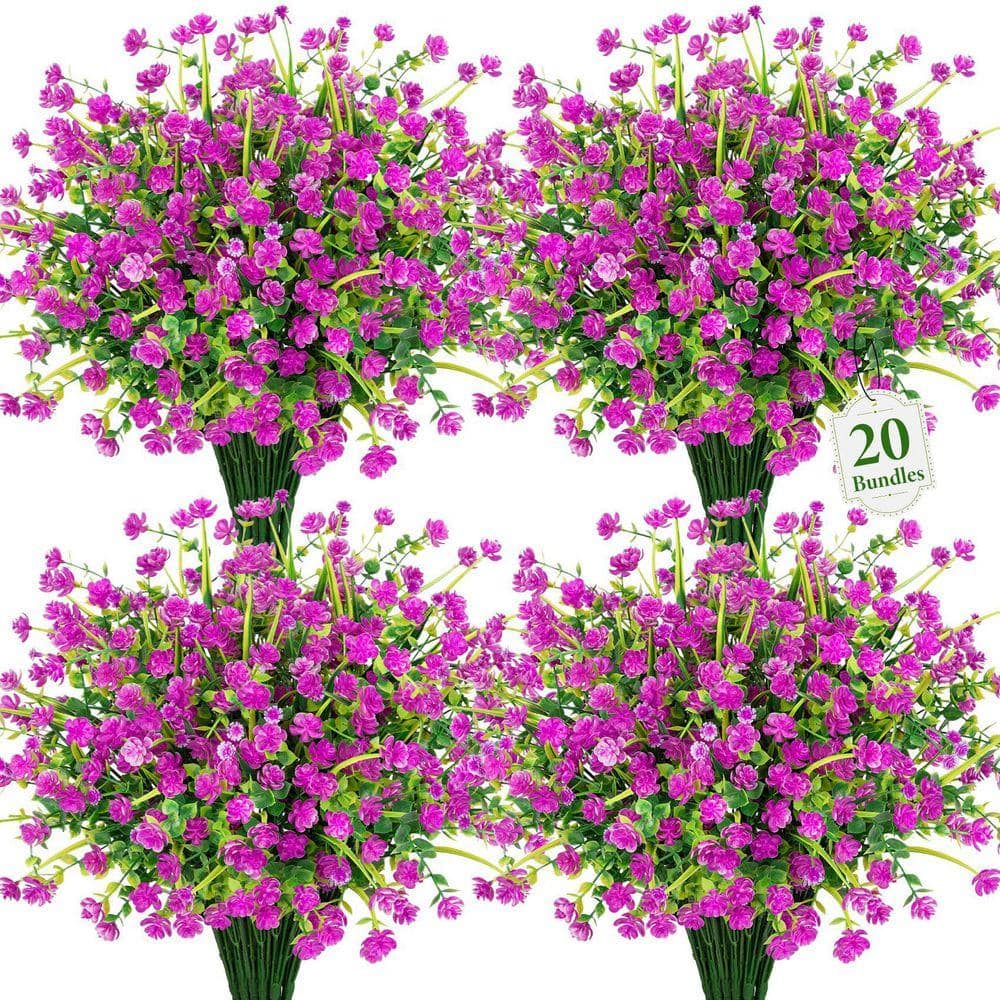 13.8 in. Fuchsia Indoor/Outdoor Artificial Gypsophila Flowers Faux