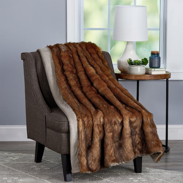小物 HERILL Goldencash Blanket Lavish Home Oversized Premium Caramel Brown Fashion Faux