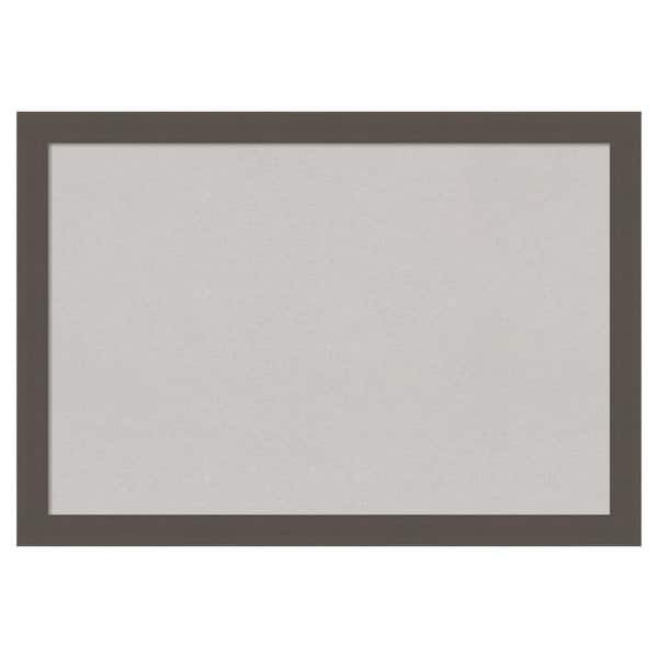 Amanti Art Brushed Pewter Framed Grey Corkboard 40 in. x 28 in Bulletin Board Memo Board