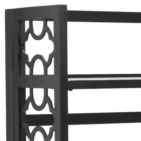 Natalie 42.5 in. Black Wood 3-shelf Bookcase