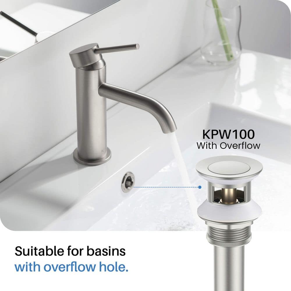 Brushed Nickel Single-Handle Modern Bathroom Faucet with Pop-Up Drain