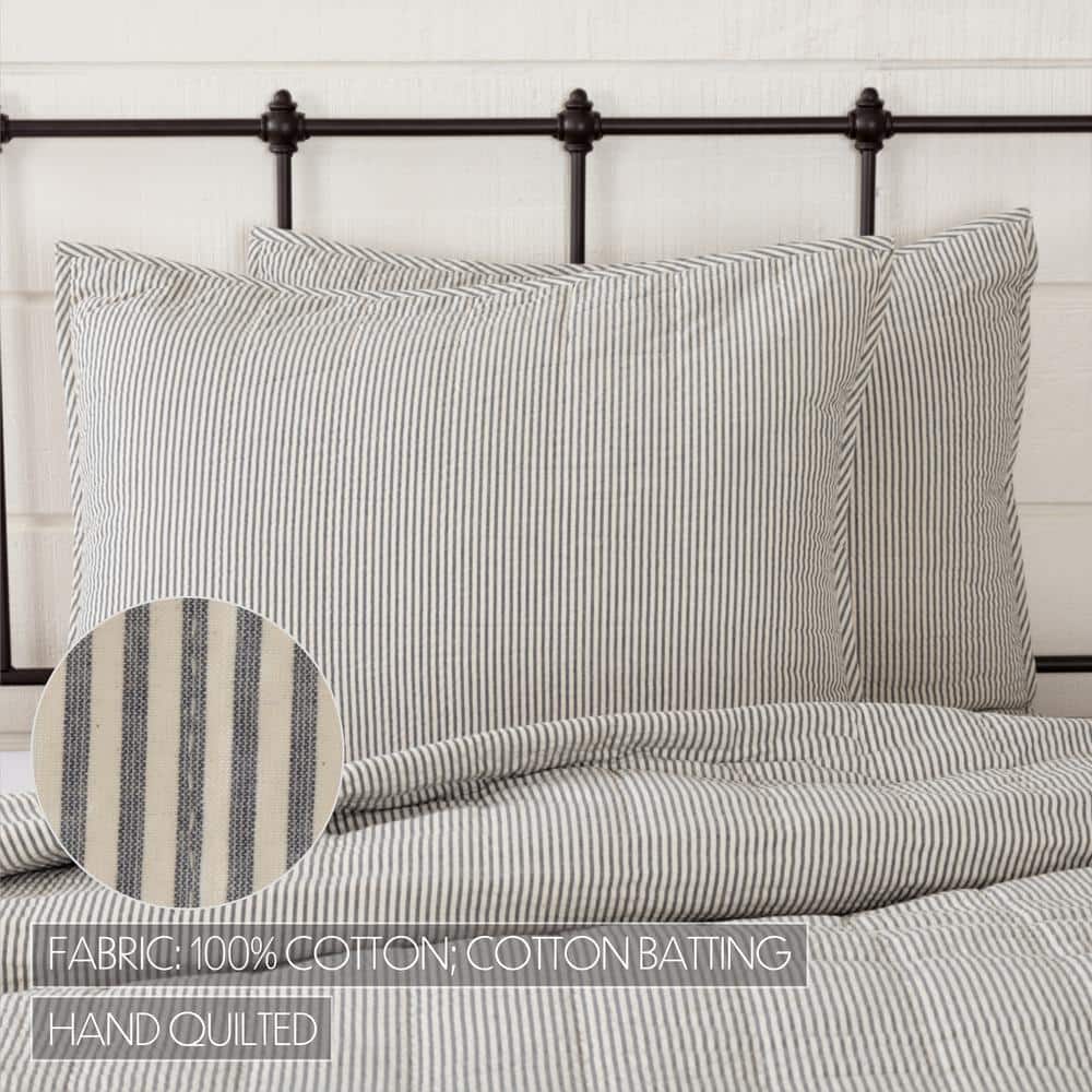 Hatteras Seersucker Blue and White Striped Cotton Standard Sham