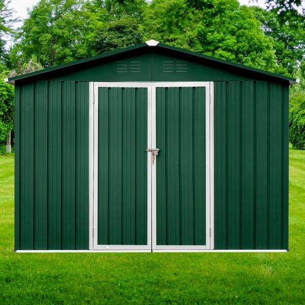 Lycvki 8 ft. W x 6 ft. D Green Metal Shed with Double Door (48 sq