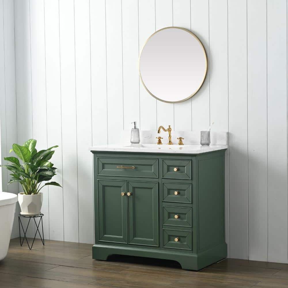 Thompson 36'' Evergreen Freestanding Bathroom Vanity with Gold Hardware