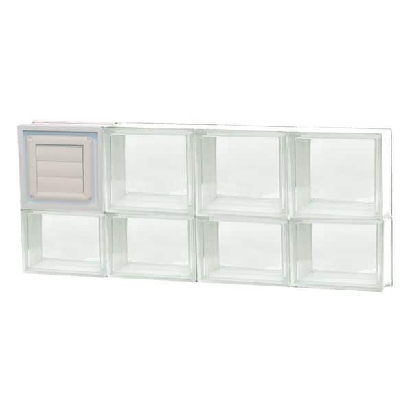 Clearly Secure 31 in. x 13.5 in. x 3.125 in. Frameless Clear Glass Block Window with Dryer Vent