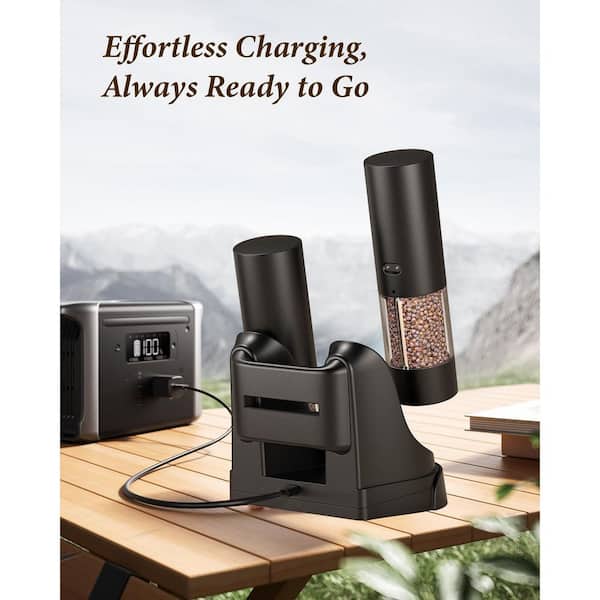 Wudkey Electric Salt and Pepper Grinder Set, Charging Base, LED