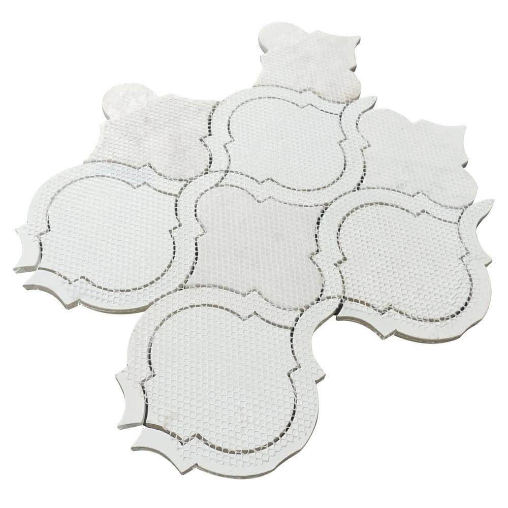 Polished White Marble Look Versailles Mosaic Tile Sheet
