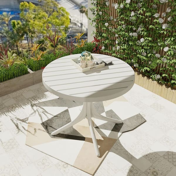 Modern White Round Plastic Table 36 in. Indoor/Outdoor Dining Table and Coffee Table, Lightweight Polypropylene