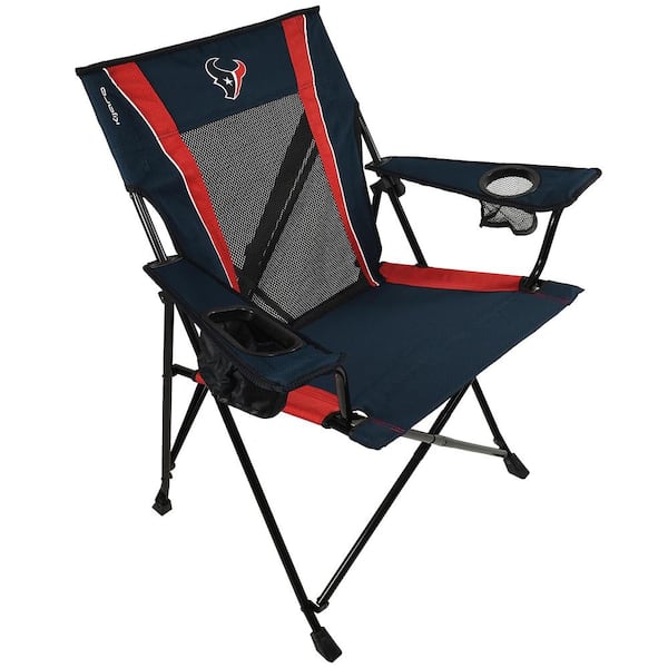 Premium Pro Football Houston Texans Dark Blue and Red Polyester Camping Chair with Cup Holder