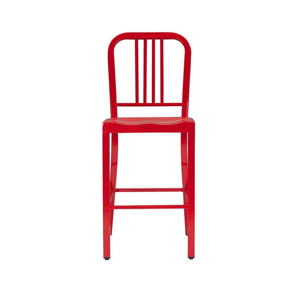 Stylewell Kipling Ruby Red Metal Counter Stool With Back 1654 In W X 3898 In H Cm806 24 Rby The Home Depot