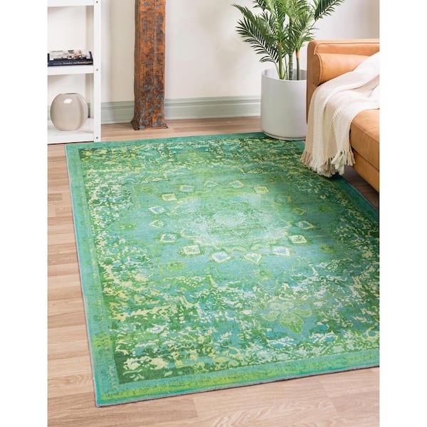 Renaissance Roma Spring Green 9 ft. x 12 ft. Machine Washable Area Rug