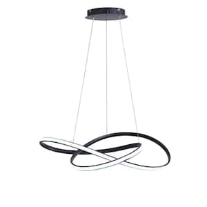 40-Watt 1-Light Modern Geometric Black Integrated LED Chandelier Creative Design Ceiling Hanging Light