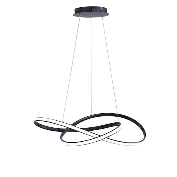 aiwen 40-Watt 1-Light Modern Geometric Black Integrated LED Chandelier Creative Design Ceiling Hanging Light