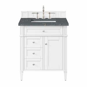 Brittany 30.0 in. W x 23.5 in. D x 34.0 in. H Bathroom Vanity in Bright White with Parisien Bleu Silestone Quartz Top