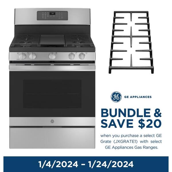 GE 30 in. 5.6 cu. ft. Smart Air Fry Convection Oven Slide-In Gas Range with  5 Sealed Burners & Griddle - White