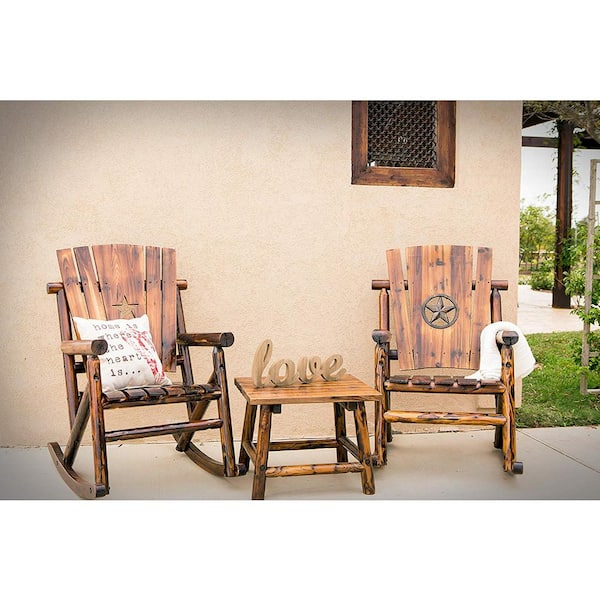 Leigh Country Char Log Patio Rocking, Char Log Outdoor Furniture And Decor