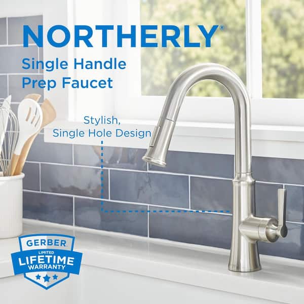 Northerly Single Handle Pull-Down Sprayer Bar Faucet Deckplate Not Included in Stainless Steel