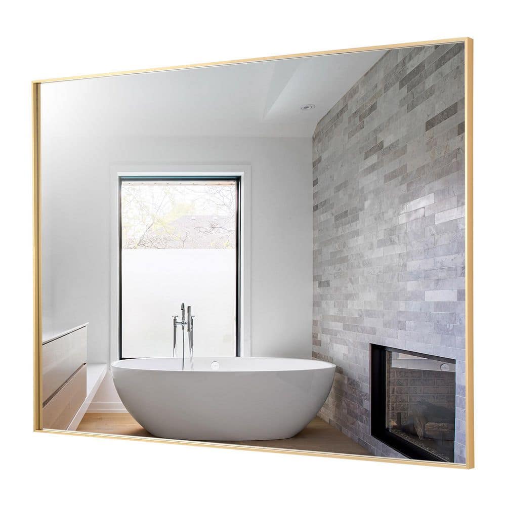 Sleek Modern 40"x24" Gold Aluminum Framed Vanity Mirror