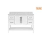 Glovemont 48 in. W x 22 in. D Bath Vanity in White with Carrara Marble Vanity Top with White Basin