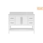 Glovemont 48 in. W x 22 in. D Bath Vanity in White with Carrara Marble Vanity Top in White with White Basin
