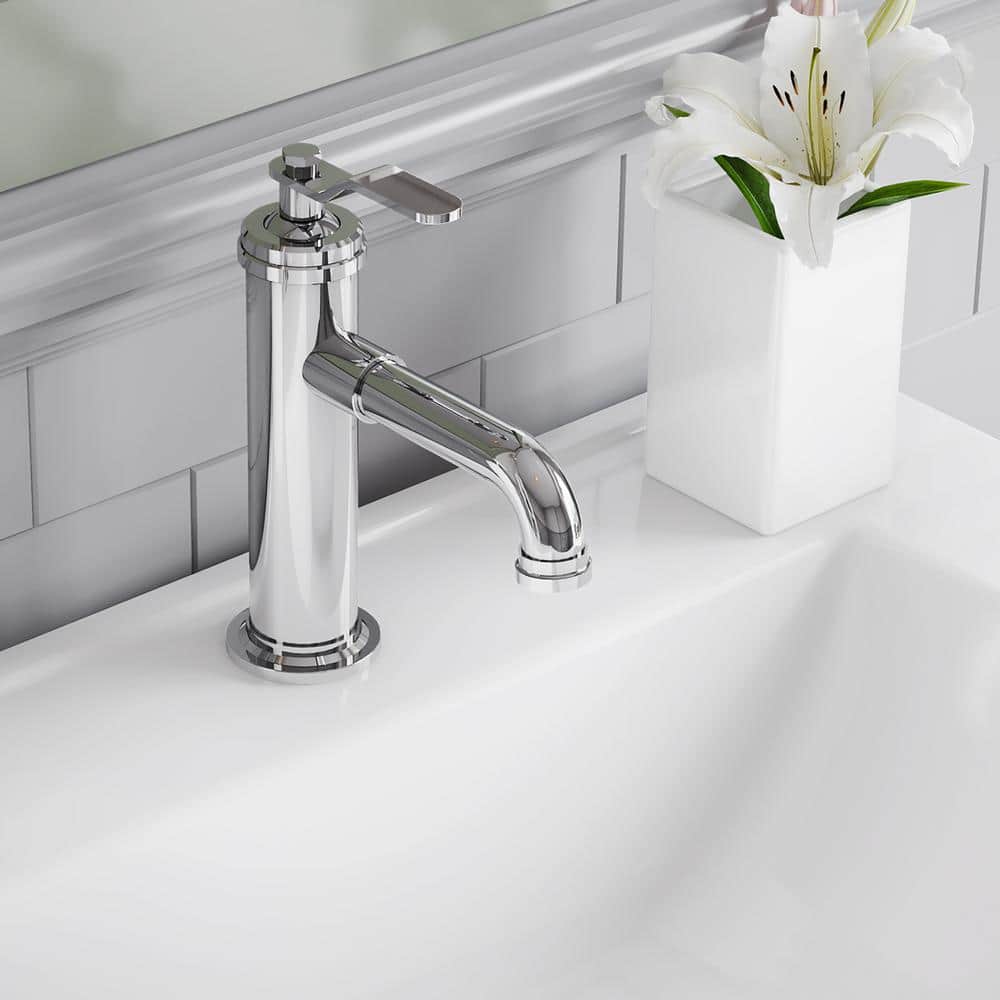 Chrome Single Handle Low Arc Bathroom Faucet with Drain Kit