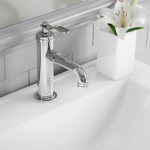 Single Hole Single Handle Streamlined Cylindrical Bathroom Faucet with Pop-Up Drain in Chrome