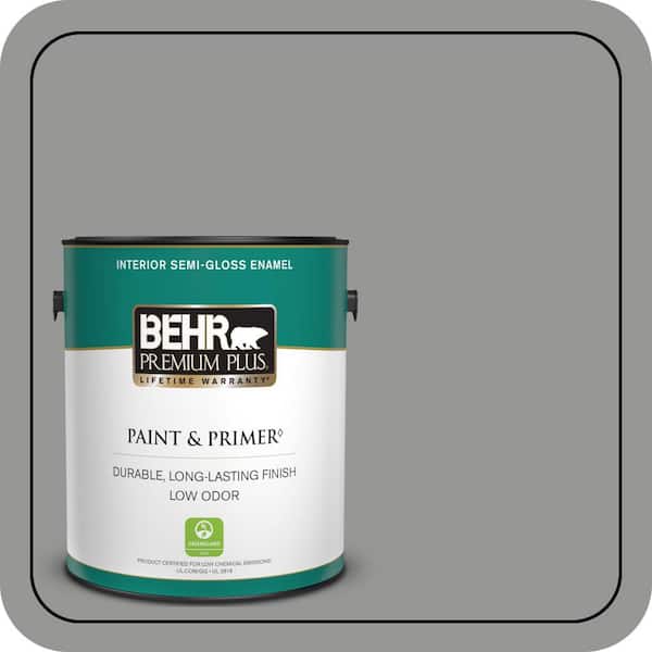 BEHR PREMIUM PLUS 1 gal. #PPU24-19 Shark Fin Semi-Gloss Enamel Low Odor Interior Paint & Primer