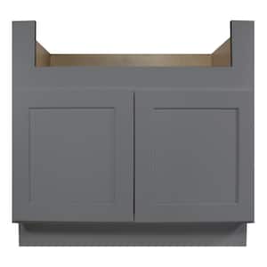 Grey Painted Shaker Style Ready to Assemble Farm Sink Base 36-in W x 34-1/2-in H x 24-in D