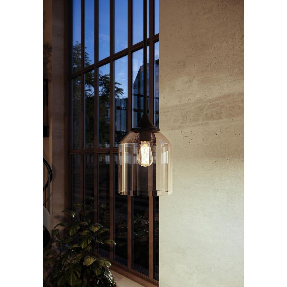 William Mini Black Glass Bell Pendant Light for Indoor/Outdoor