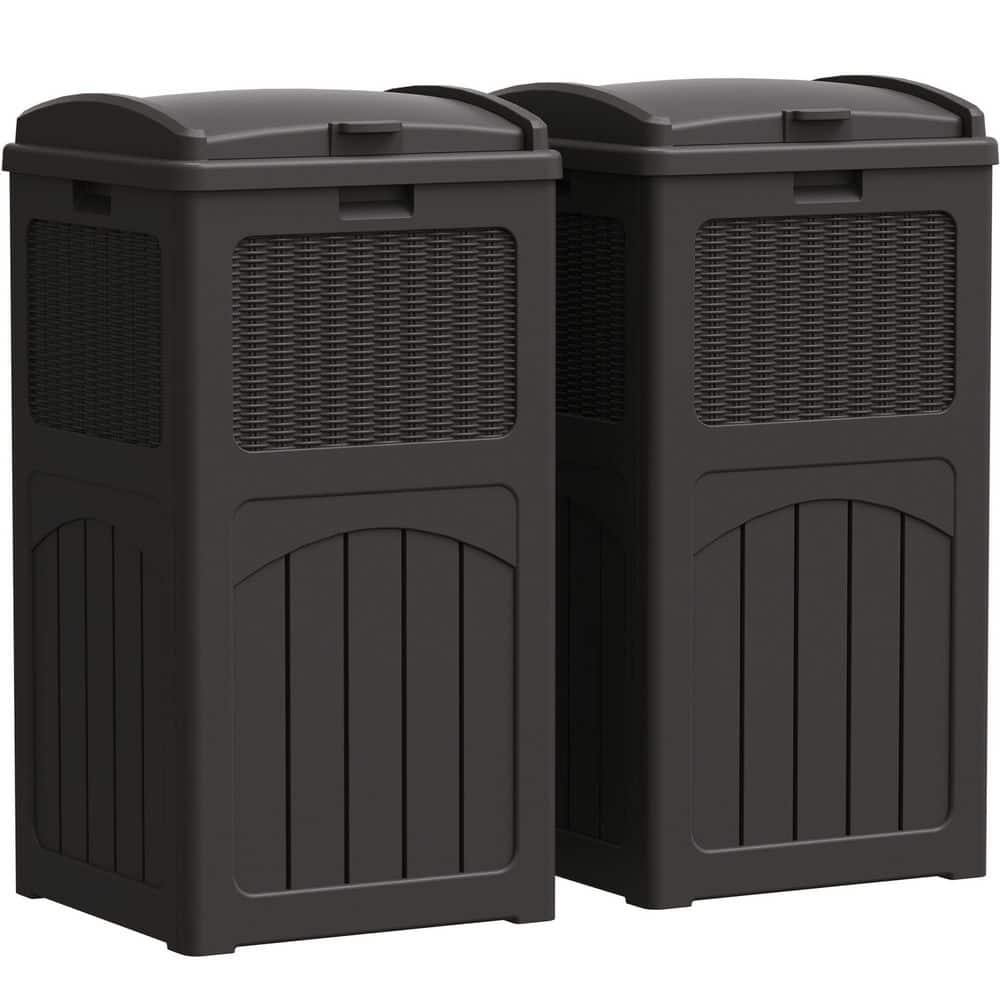 Patiowell 36 Gal. Resin Outdoor Trash Can, Plastic Deck Box (Set of 2 ...