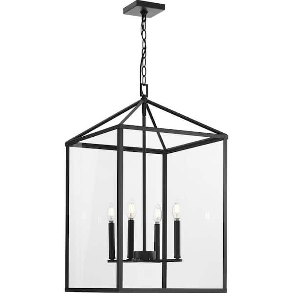 Progress Lighting Hillcrest 4-Light Matte Black Transitional Chandelier
