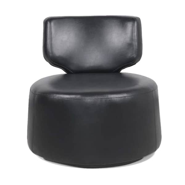 wetiny Black Faux Leather Side Chair (Set of 1)