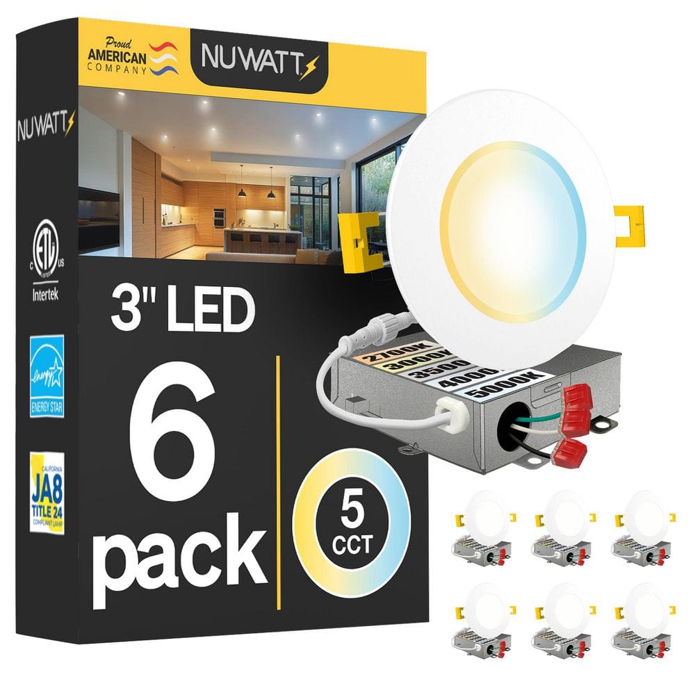 NuWatt 3 in. Slim Recessed 6-Watt LED Recessed Light Kit in White Trim ...
