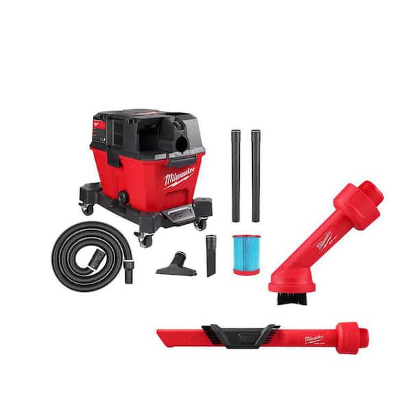 Milwaukee M18 FUEL 6 Gal. Cordless Wet/Dry Shop Vacuum W/Filter, Hose and AIR-TIP 1-1/4 in. - 2-1/2 in. Brush and Crevice Tools